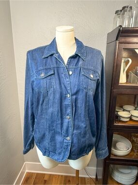 Coldwater Creek Tencel Blend Denim Jacket Lightweight Snap Front Size XL